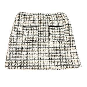 House of Harlow 1960 White Tweed Metallic Woven Mini Skirt Size S